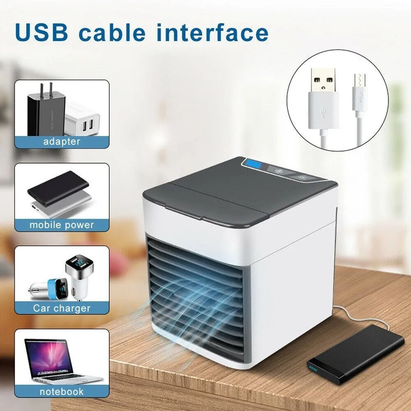 Mini Ar Condicionado MAX -  Portátil Cooler Umidificador / Climatizador / Luz Led / Clima Artic 3 Velocidades Refrigerador Pessoal