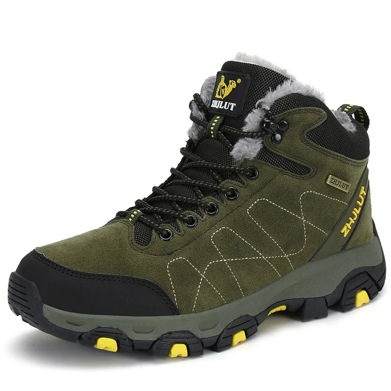 Men Mountain Climbing Shoes Winter Thick Fur Hiking Sneakers Men Trekking Shoes Big Size Waterproof Shoes Outdoor Couple Shoes
