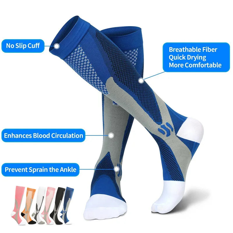 Meias de compressão para varizes, meias esportivas de ciclismo para enfermeiros, meias para diabéticos, presente para corrida, homens, diabetes, caminhadas na natureza