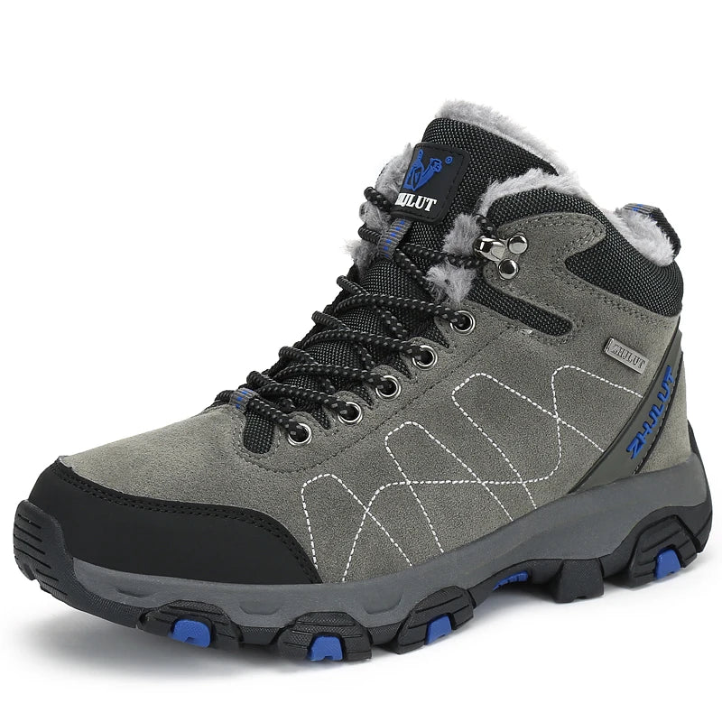 Men Mountain Climbing Shoes Winter Thick Fur Hiking Sneakers Men Trekking Shoes Big Size Waterproof Shoes Outdoor Couple Shoes