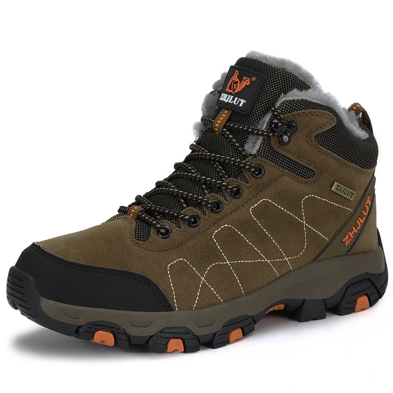 Men Mountain Climbing Shoes Winter Thick Fur Hiking Sneakers Men Trekking Shoes Big Size Waterproof Shoes Outdoor Couple Shoes