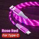 Cabo de carregamento rápido MVQF 5A com LED brilhante, cabo de dados micro USB tipo C com luz LED e streamer para Huawei e Xiaomi