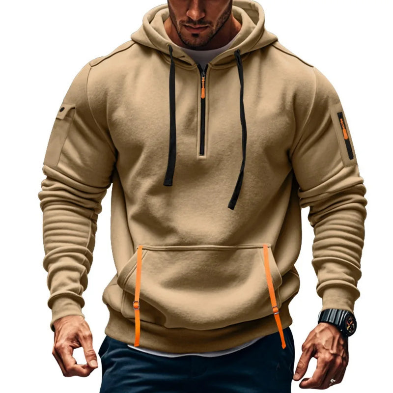Hoodies e moletons Baju peluh gaya baharu moletom com capuz berzip baju peluh sukan berbilang bolso casual Hoodies e moletons