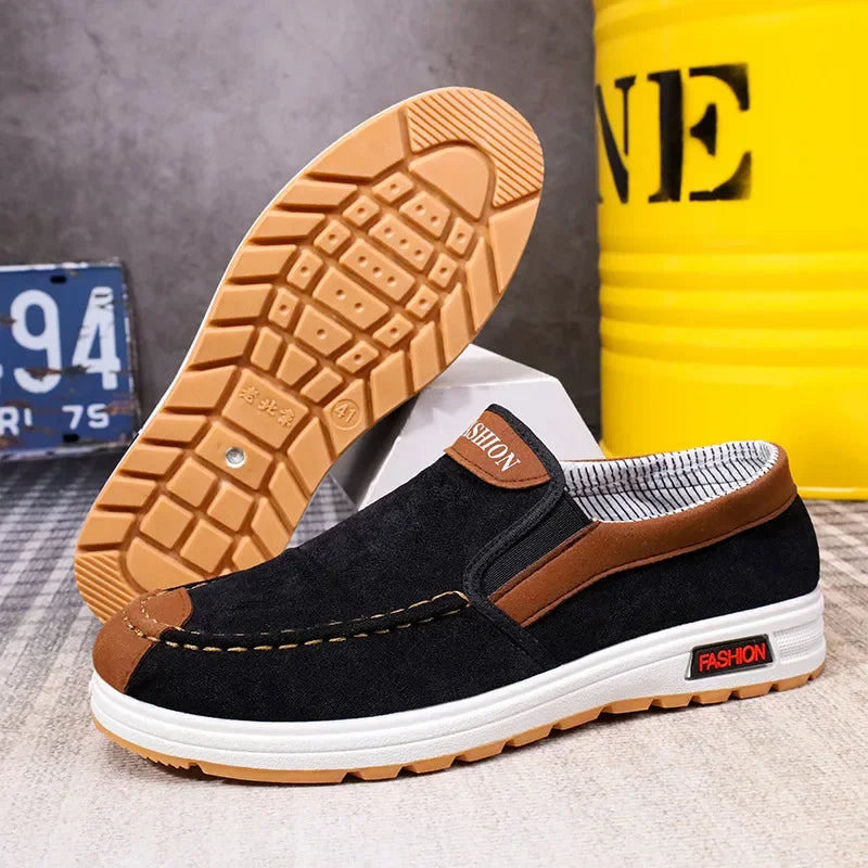 Sapatos casuais antiderrapantes e resistentes ao desgaste, para homens Sapatos de lona masculinos,  sapatos preguiçosos de um pé.