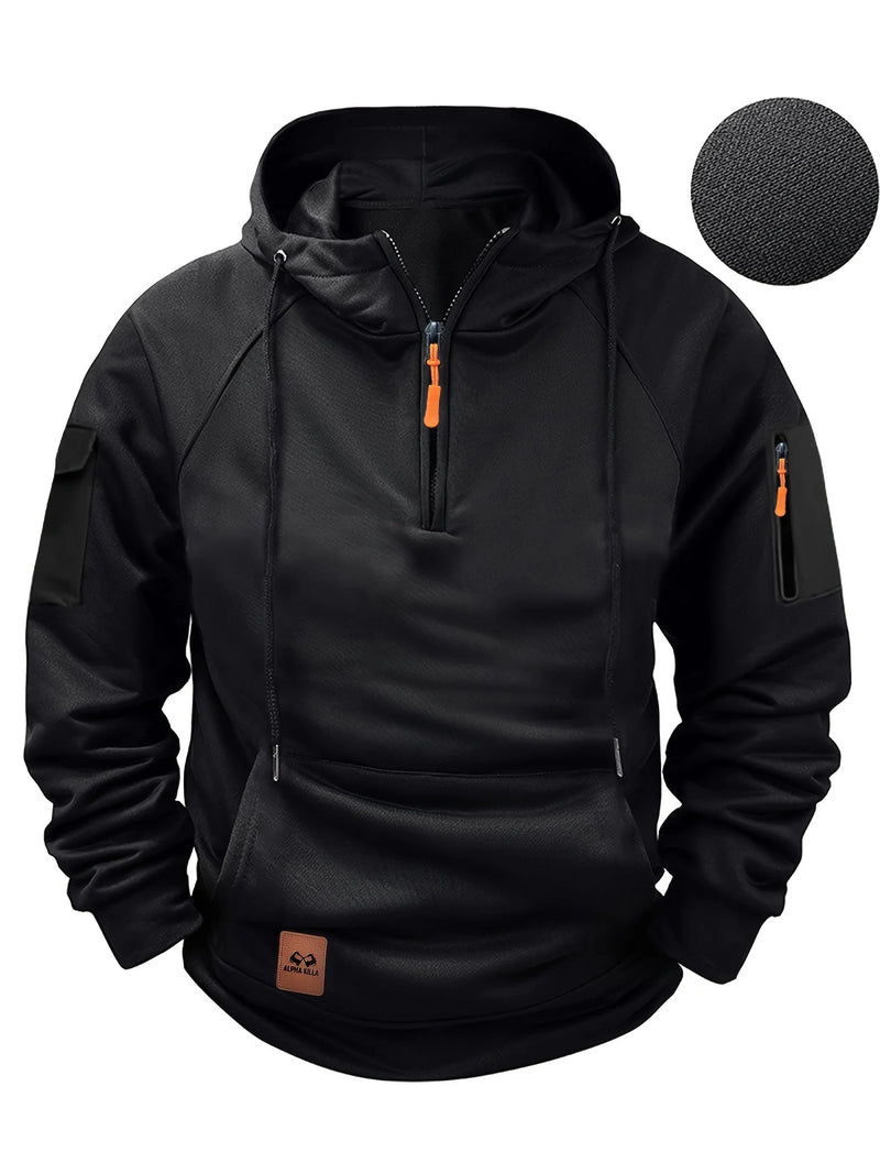 Novo moletom com capuz e zíper multi-bolsos, ombros caídos, masculino e feminino, plus size, solto, moda