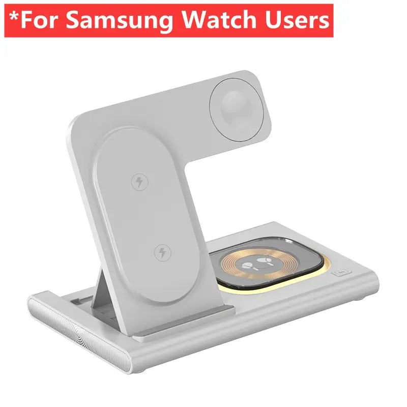 Suporte para carregador sem fio 3 em 1 para iPhone 15, 14, 13, 12, Samsung S23, S22, Galaxy Watch 5 e 4, estação de carregamento rápido para fones de ouvido ativos