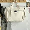 Bolsa tote portátil urbana minimalista, grande capacidade, para estudantes, de lona horizontal, com um ombro, diagonal e transversal