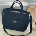 Bolsa tote portátil urbana minimalista, grande capacidade, para estudantes, de lona horizontal, com um ombro, diagonal e transversal