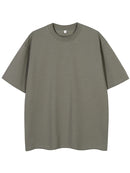 Camiseta de verão masculina 260GSM, moda coreana, manga curta, camisetas básicas soltas, tops lisos, camiseta grande unissex