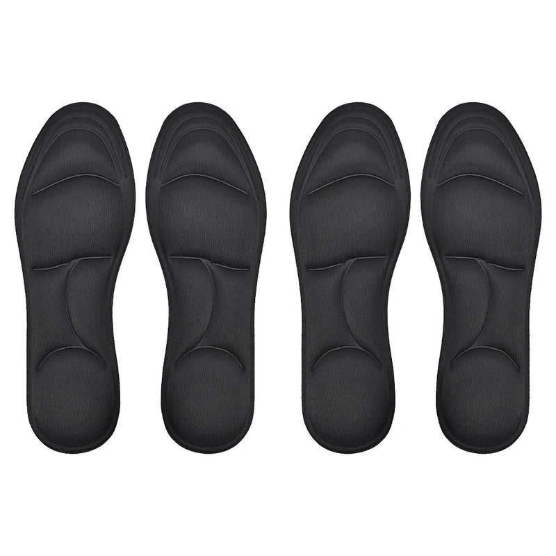 Palmilhas de espuma viscoelástica 5D com massagem 4 peças, espessamento, almofada respirável, amortecimento confortável, adequadas para saltos altos
