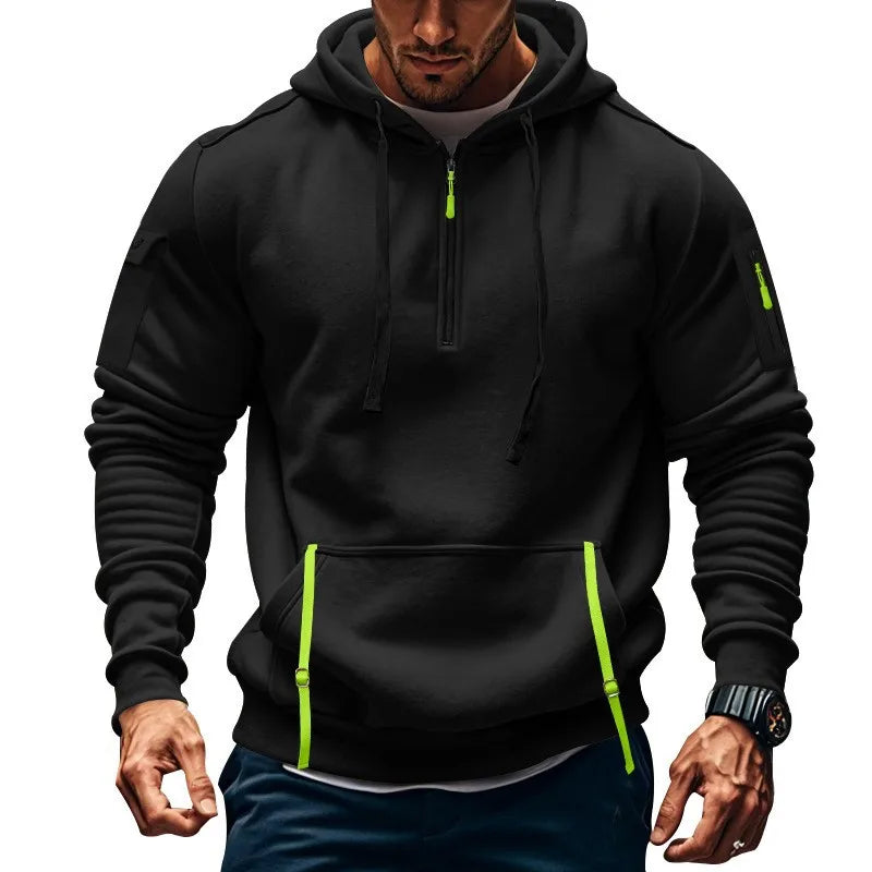 Hoodies e moletons Baju peluh gaya baharu moletom com capuz berzip baju peluh sukan berbilang bolso casual Hoodies e moletons