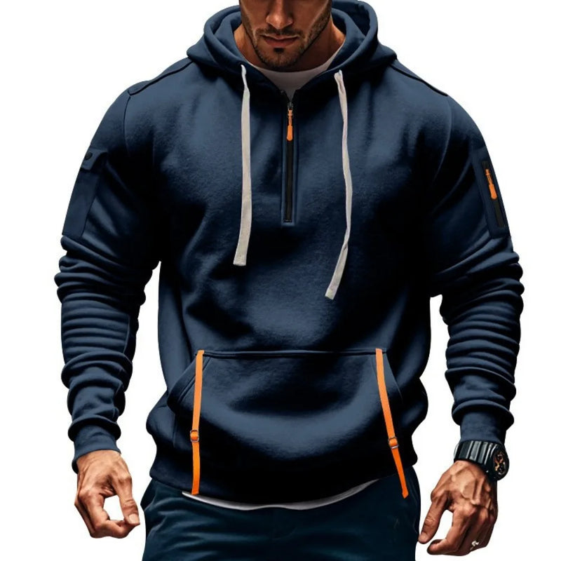 Hoodies e moletons Baju peluh gaya baharu moletom com capuz berzip baju peluh sukan berbilang bolso casual Hoodies e moletons