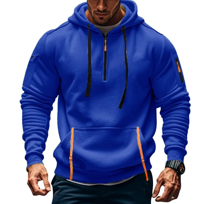 Hoodies e moletons Baju peluh gaya baharu moletom com capuz berzip baju peluh sukan berbilang bolso casual Hoodies e moletons