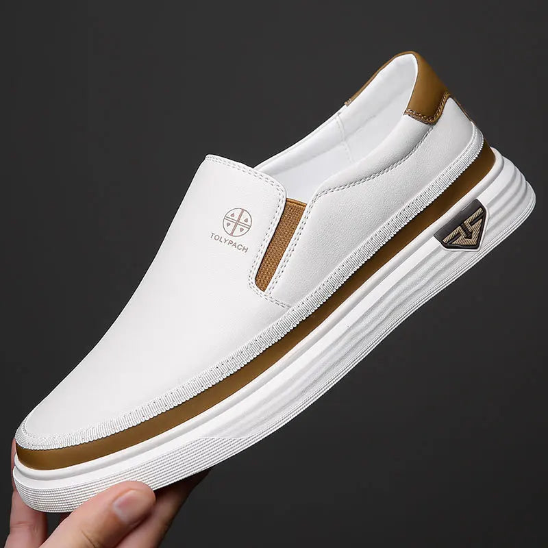 Sapatos masculinos de couro , sapatos casuais de luxo, mocassins brancos masculinos, sapatos formais para escritório, sapatos casuais para áreas externas, calçados sem cadarço para homens