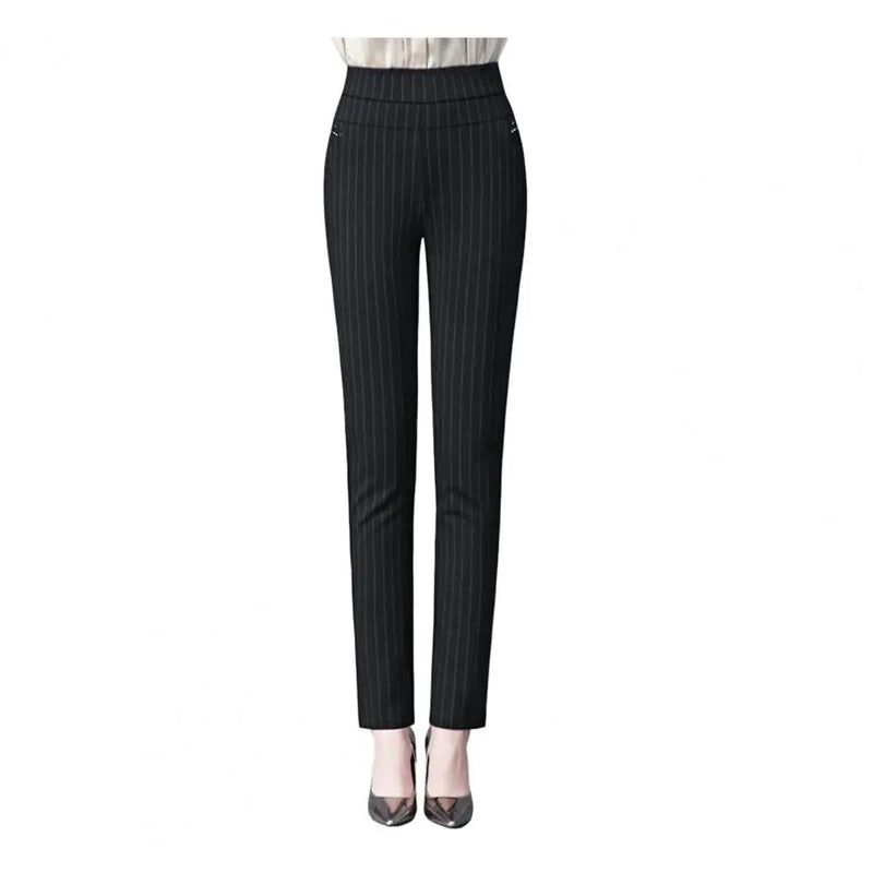 Calças Mãe Primavera Cintura Alta Casual Bolsos Elásticos Cor Sólida Top Slim Fit Plus Size Calças Lápis Roupas Femininas