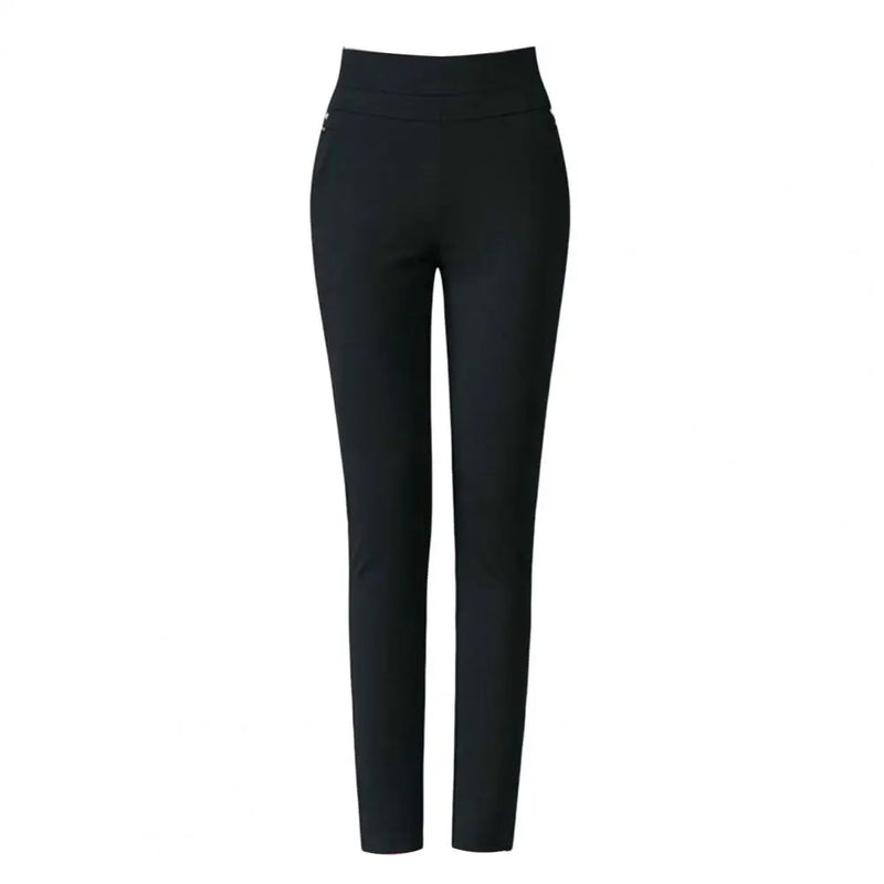 Calças Mãe Primavera Cintura Alta Casual Bolsos Elásticos Cor Sólida Top Slim Fit Plus Size Calças Lápis Roupas Femininas