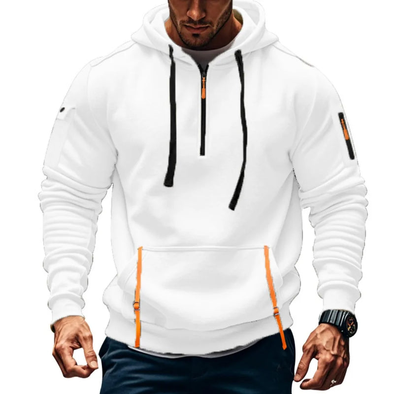 Hoodies e moletons Baju peluh gaya baharu moletom com capuz berzip baju peluh sukan berbilang bolso casual Hoodies e moletons