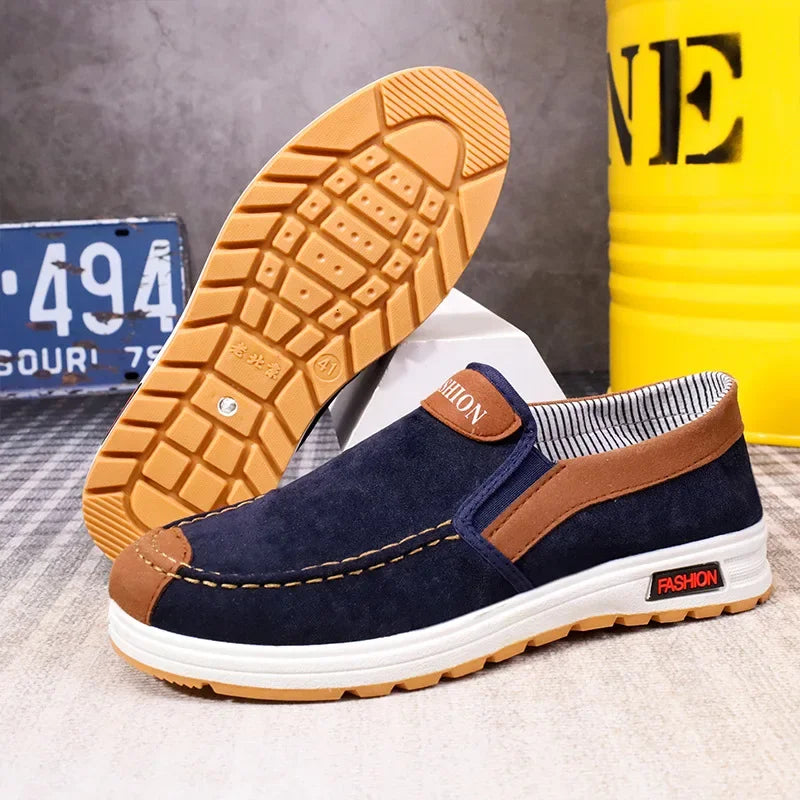 Sapatos casuais antiderrapantes e resistentes ao desgaste, para homens Sapatos de lona masculinos,  sapatos preguiçosos de um pé.