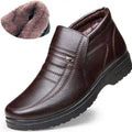 Sapatos masculinos casuais de couro, impermeáveis, de flanela, cano alto, sem cadarço, calçados casuais masculinos, de borracha, quentes, para inverno, para homens