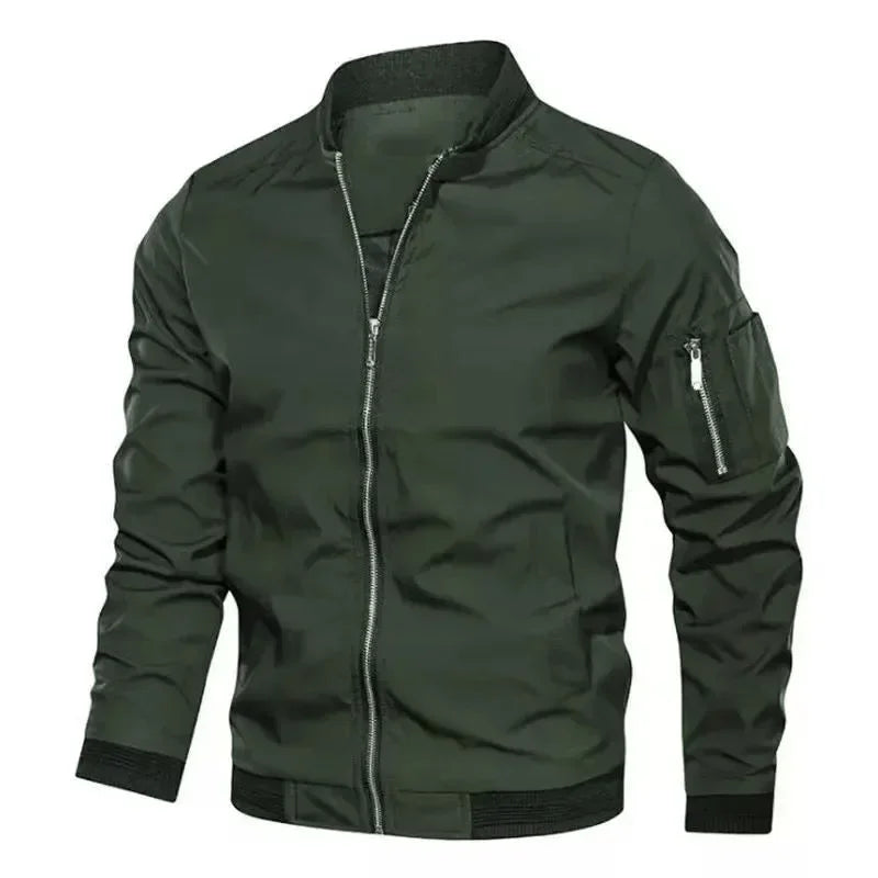 Jaqueta masculina de outono, manga comprida, uniforme de beisebol, à prova de vento, ciclismo, jaqueta fina, zíper sólido, jaqueta casual, casaco esportivo para atividades ao ar livre