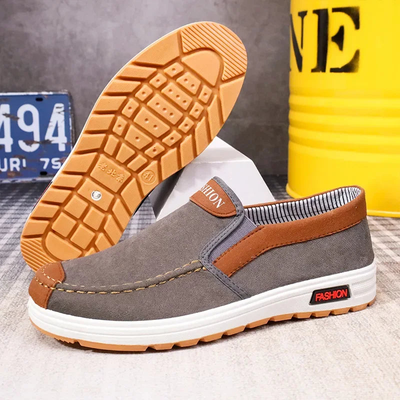 Sapatos casuais antiderrapantes e resistentes ao desgaste, para homens Sapatos de lona masculinos,  sapatos preguiçosos de um pé.