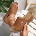Chinelos femininos de cunha, verão, novos chinelos da moda, sandálias abertas, respiráveis, fivela confortável, sapatos femininos, chinelos femininos