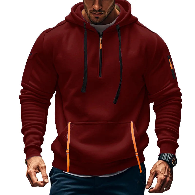 Hoodies e moletons Baju peluh gaya baharu moletom com capuz berzip baju peluh sukan berbilang bolso casual Hoodies e moletons