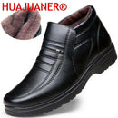Sapatos masculinos casuais de couro, impermeáveis, de flanela, cano alto, sem cadarço, calçados casuais masculinos, de borracha, quentes, para inverno, para homens