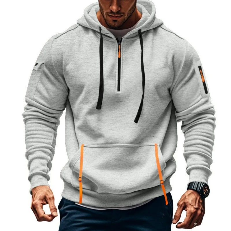 Hoodies e moletons Baju peluh gaya baharu moletom com capuz berzip baju peluh sukan berbilang bolso casual Hoodies e moletons