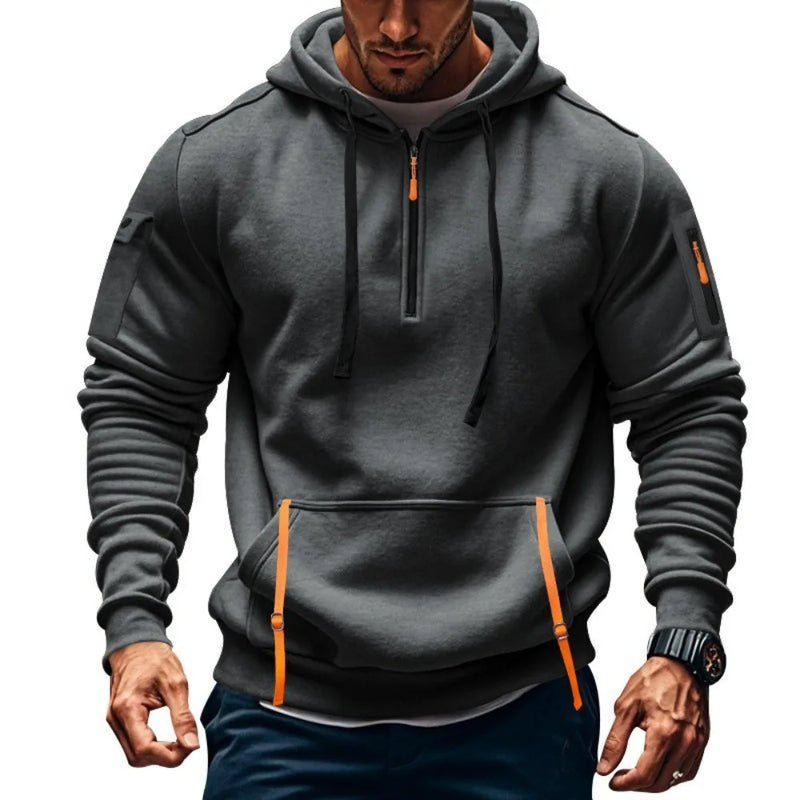 Hoodies e moletons Baju peluh gaya baharu moletom com capuz berzip baju peluh sukan berbilang bolso casual Hoodies e moletons